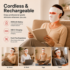 Wireless Red Light Therapy Face Mask 630nm & 850nm | 480 LED Anti Aging LED Light Therapy Mask | 9 Modes Skin Rejuvenation Device